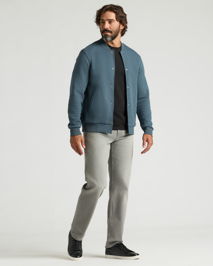 Neptune Fleece Bomber Jacket on man in casual outfit.