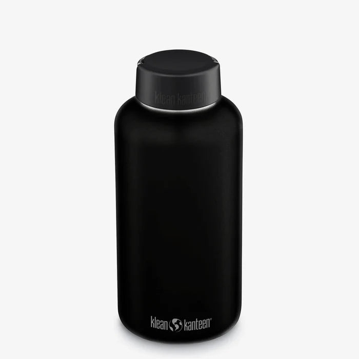 Klean Kanteen TKWide 1900ml, בקבוק מים רב פעמי מנירוסטה שחורה עם פקק לולאה.