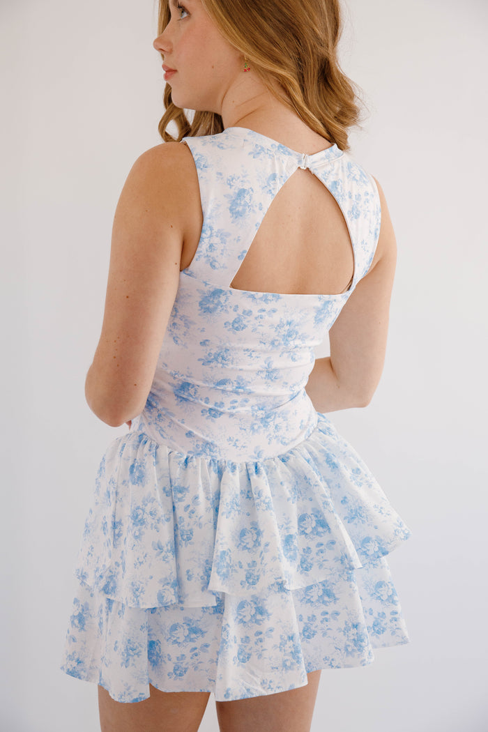 Blue Floral Athletic Dress- Preppy Floral Tennis Dress- Peach Love Cream Athletic Dress