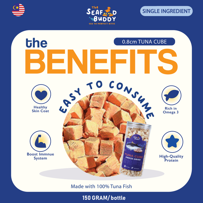 Tuna 0.8cm Cubes | Lean Protein for Strong Muscles & Healthy Body | Cat & Dog