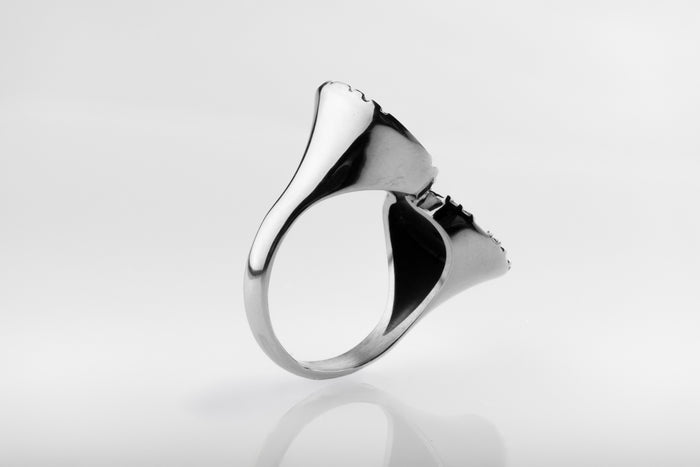 vkngjewelry Ring Twin Disc Silver Ring with Aegishjalmur
