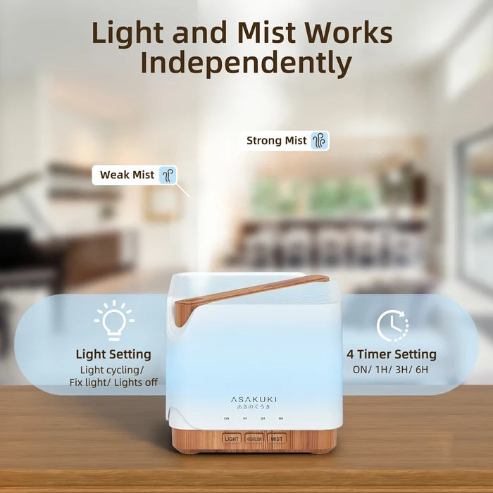 UPGRADE Cube Light Wood Essential Oil Diffuser