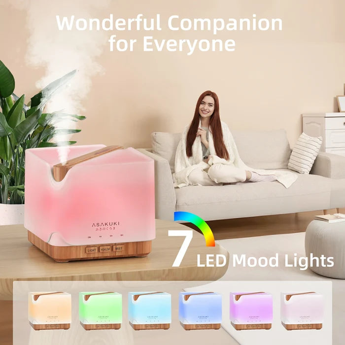 UPGRADE Cube Light Wood Essential Oil Diffuser