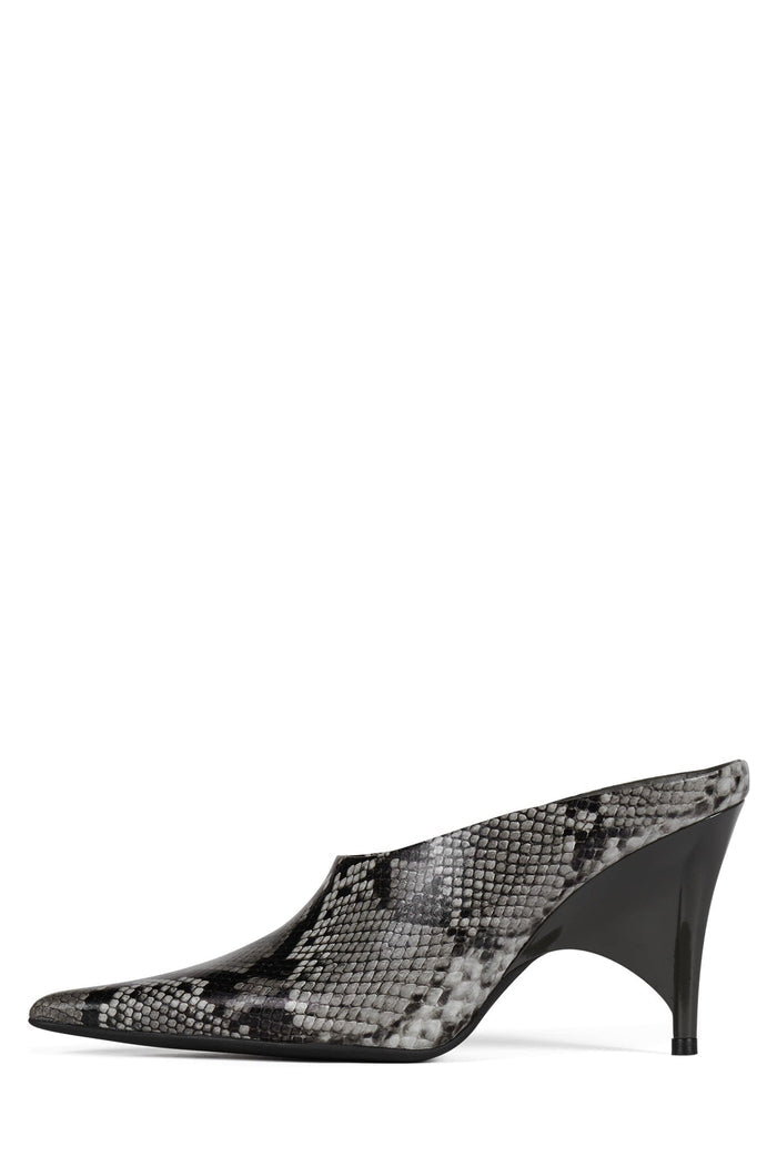 VADER Jeffrey Campbell Heeled Mule Grey Black Python
