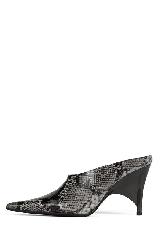 VADER Jeffrey Campbell Heeled Mule Grey Black Python