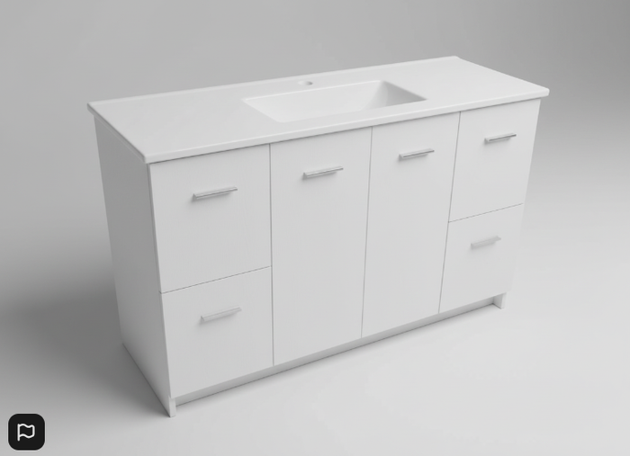 Vanity - Dekkor Series Plywood 900/1200x370 White (Slim Top) - 100% Water Proof
