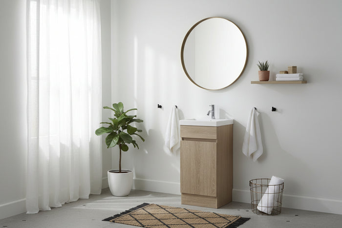 Vanity - Misty Series 400mm White/ Grain wood/Grey