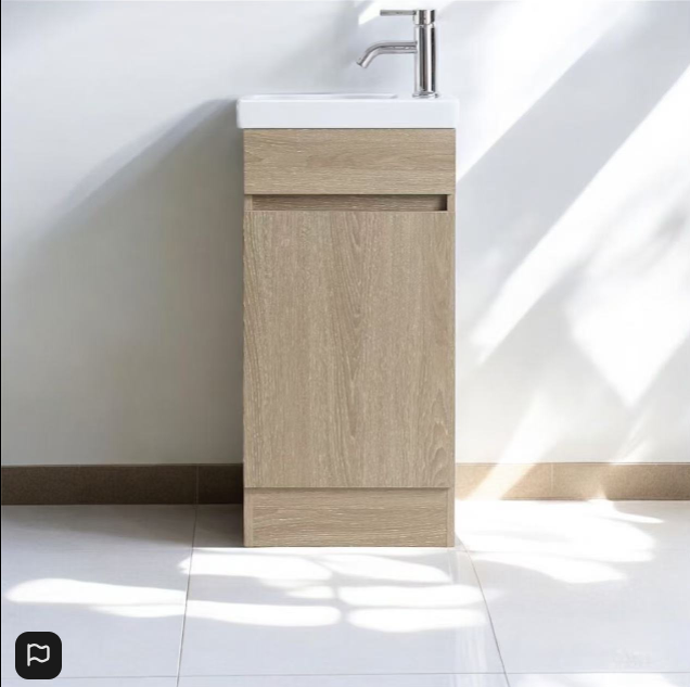 Vanity - Misty Series 400mm White/ Grain wood/Grey
