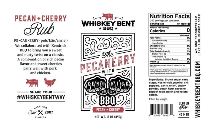 Whiskey Bent BBQ 'The Pecanerry' Pecan Cherry Rub - 340g (12oz) - CLEARANCE