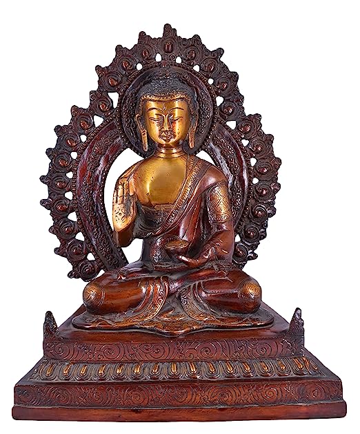 White Whale Brass Buddha Statue Murti for Home Decor Entrance Office Table Living Room Meditation Luck Gift Feng Shui Home Décor