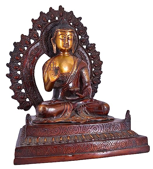 White Whale Brass Buddha Statue Murti for Home Decor Entrance Office Table Living Room Meditation Luck Gift Feng Shui Home Décor