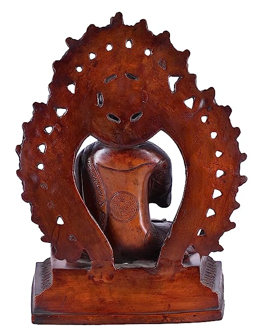 White Whale Brass Buddha Statue Murti for Home Decor Entrance Office Table Living Room Meditation Luck Gift Feng Shui Home Décor