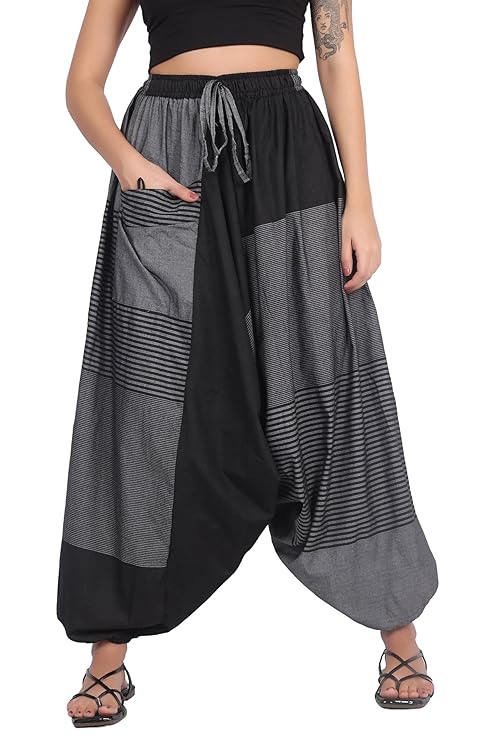 Whitewhale Mens & Women Cotton Aladdin Loose Baggy Boho Hippie Harem Pants