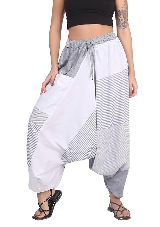 Whitewhale Mens & Women Cotton Aladdin Loose Baggy Boho Hippie Harem Pants