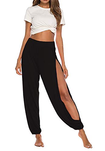 Whitewhale Women's Loose Fit Side Slit Harem Pants