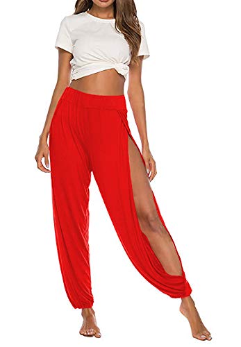 Whitewhale Women's Loose Fit Side Slit Harem Pants