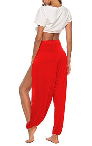 Whitewhale Women's Loose Fit Side Slit Harem Pants