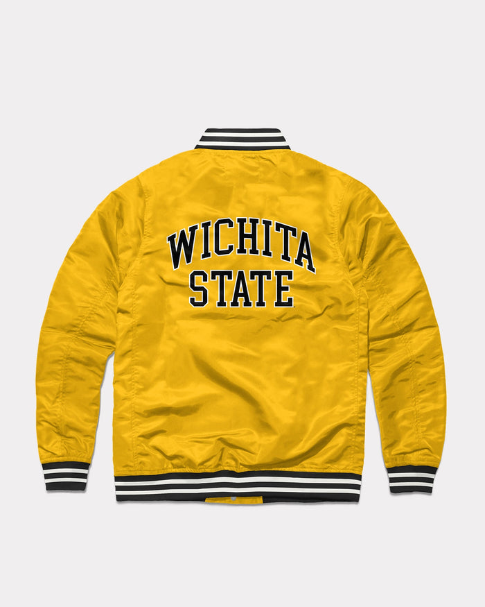 Yellow Wichita State Shockers Arch Vintage Varsity Jacket Back