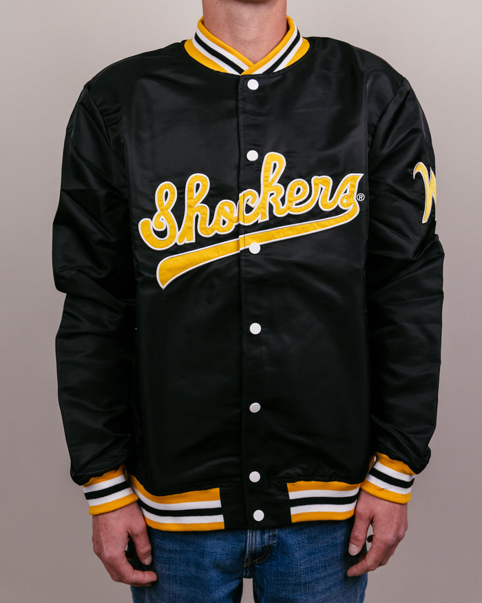 Black Wichita State Shockers Vintage Varsity Jacket Front
