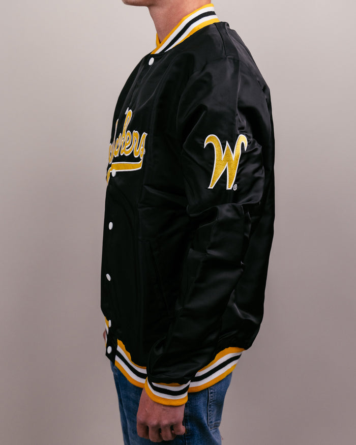 Black Wichita State Shockers Vintage Varsity Jacket Side