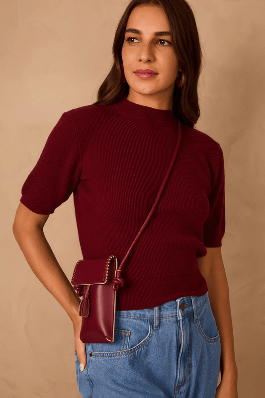 Wine Bossa Cellphone Magnet Closure Crossbody Bag_1