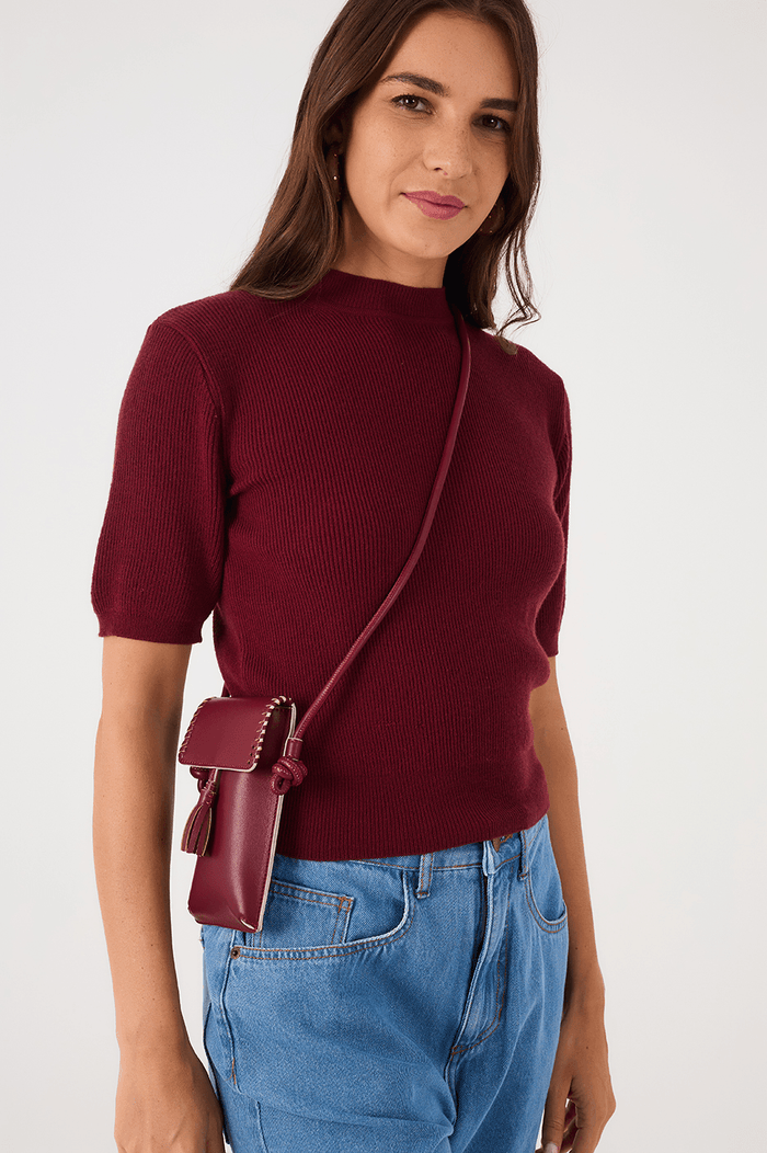 Wine Bossa Cellphone Magnet Closure Crossbody Bag_2