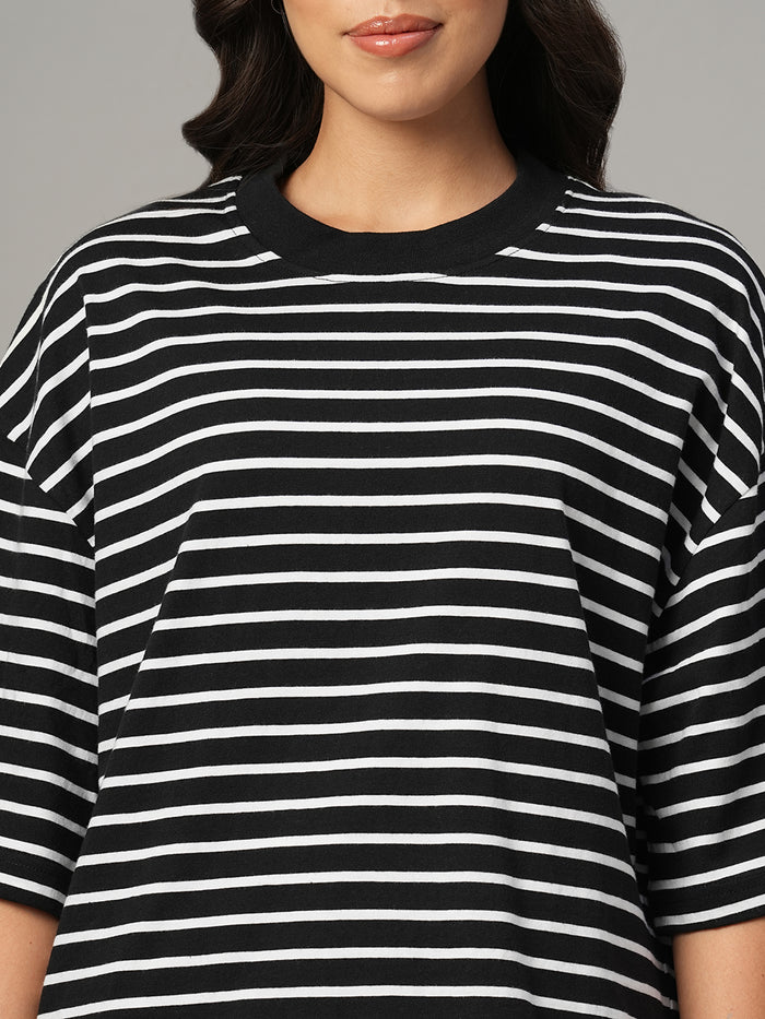 Women's Black 100% Organic Cotton Regular Fit Tshirt