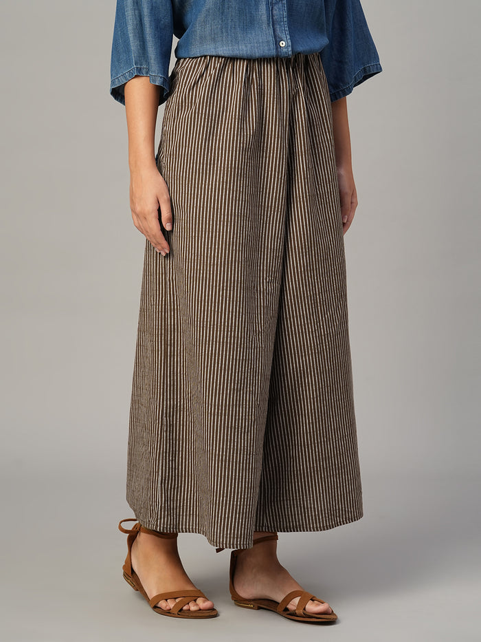 Women's Brown 100% Cotton Regular Fit Culotte