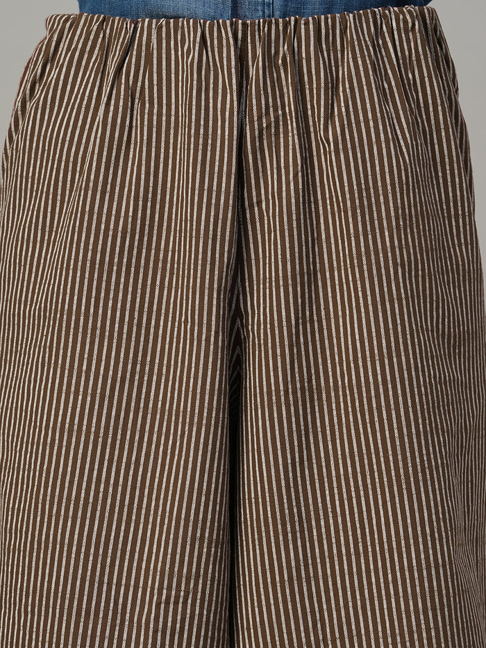 Women's Brown 100% Cotton Regular Fit Culotte