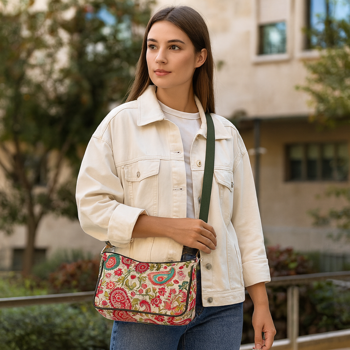 Women's paisley crossbody hobo sling bag for work, travel, and daily use-model image