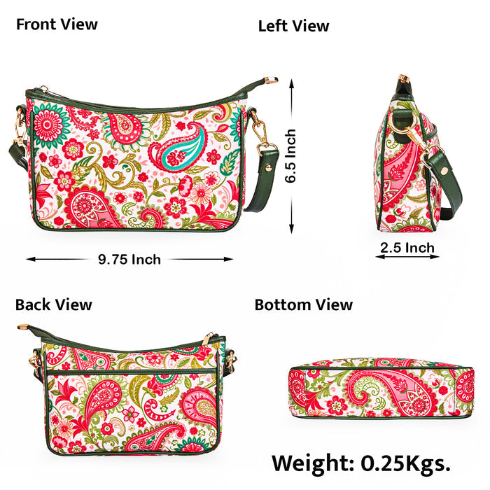 Women's paisley crossbody hobo sling bag for work, travel, and daily use-infographic image