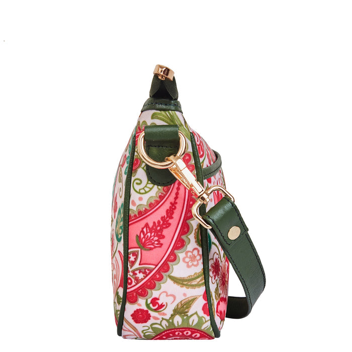 Women's paisley crossbody hobo sling bag for work, travel, and daily use-side view