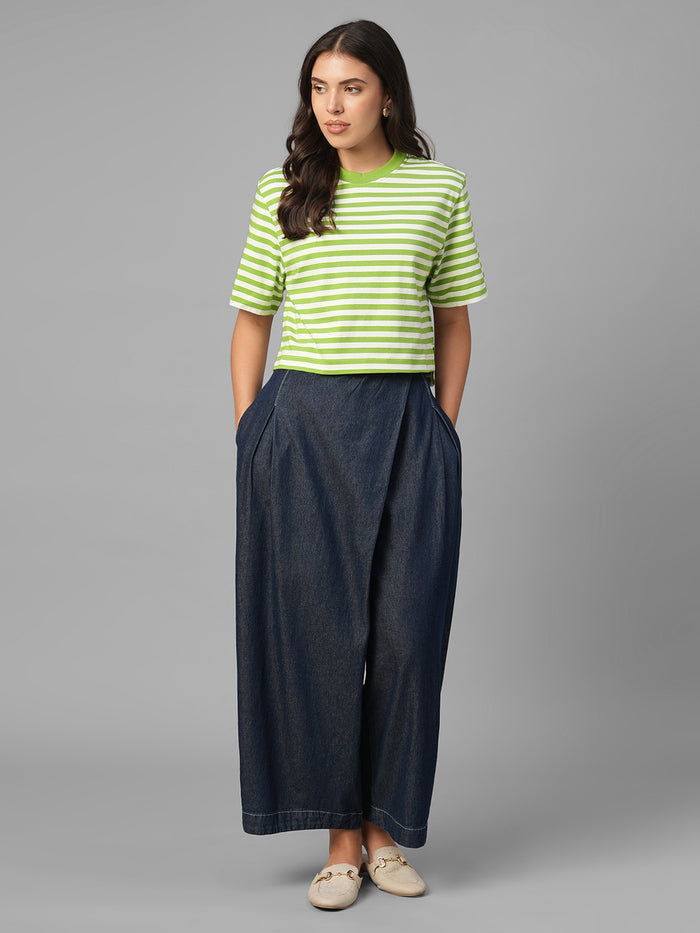 Women's Green 100% Organic Cotton Regular Fit Tshirt