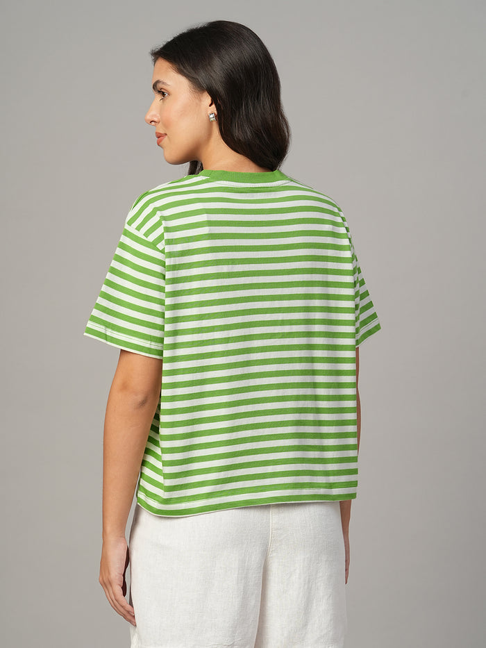 Women's Green 100% Organic Cotton Regular Fit Tshirt