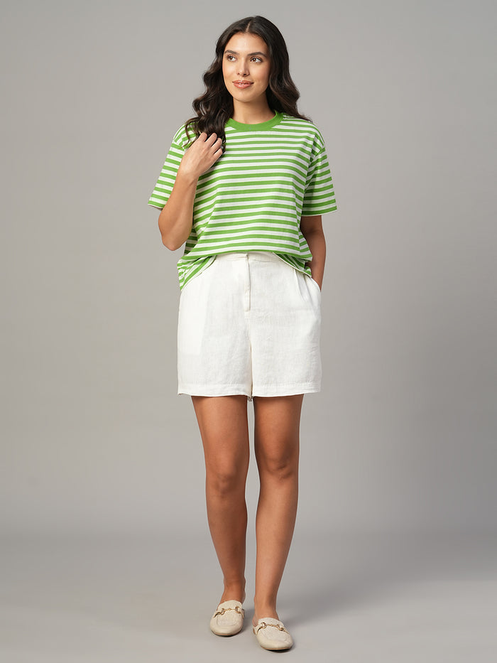 Women's Green 100% Organic Cotton Regular Fit Tshirt