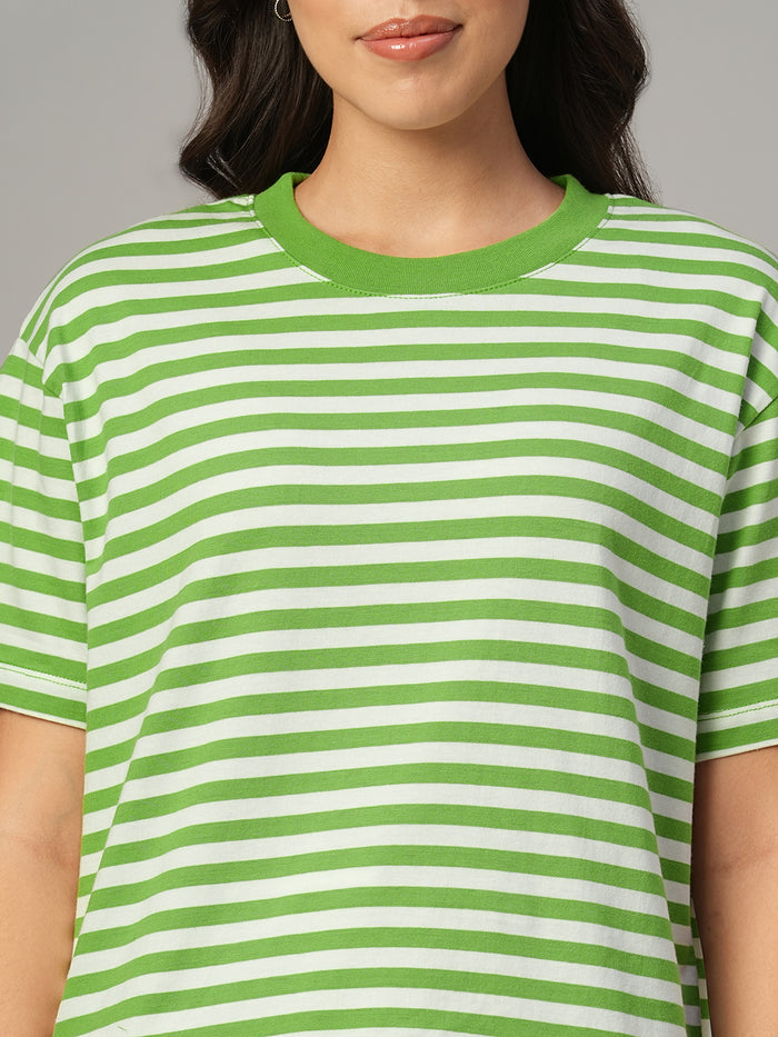 Women's Green 100% Organic Cotton Regular Fit Tshirt