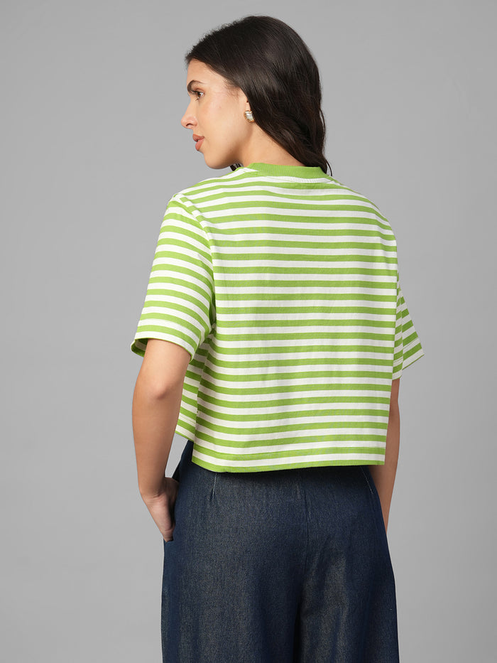 Women's Green 100% Organic Cotton Regular Fit Tshirt