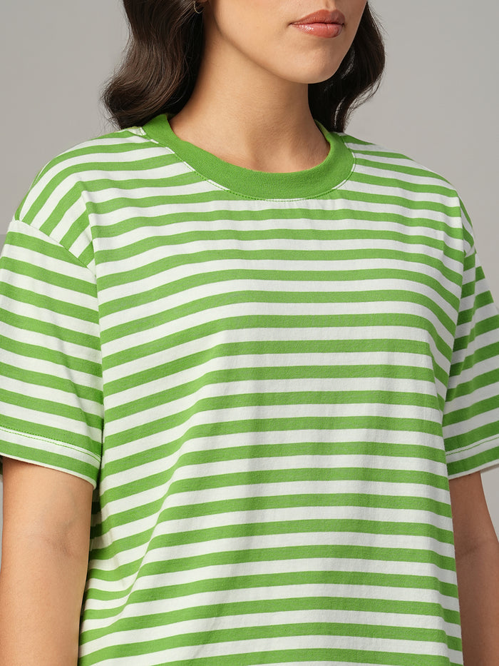 Women's Green 100% Organic Cotton Regular Fit Tshirt