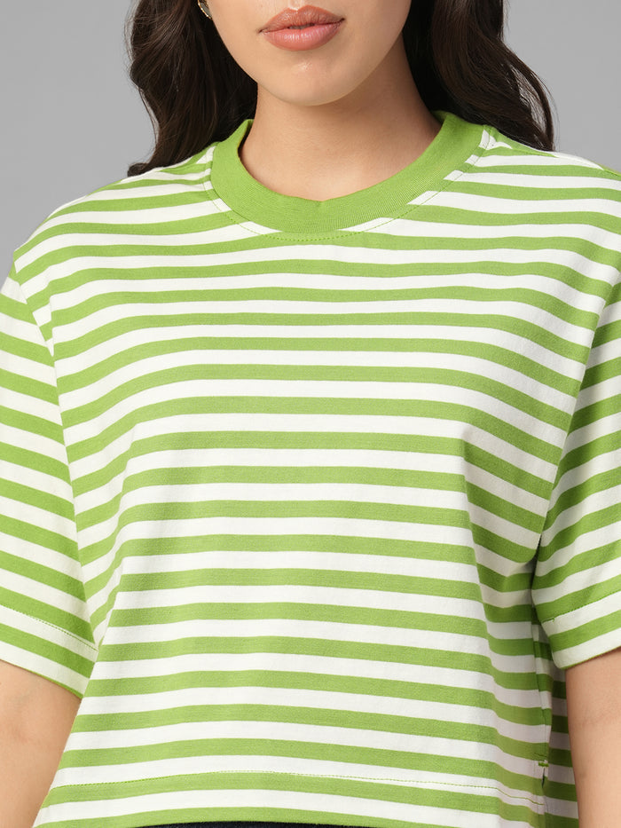 Women's Green 100% Organic Cotton Regular Fit Tshirt