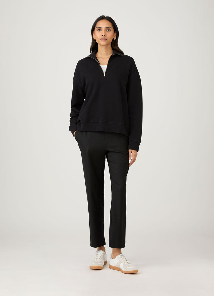 Women's Half Zip Loopback Sweatshirt in Black