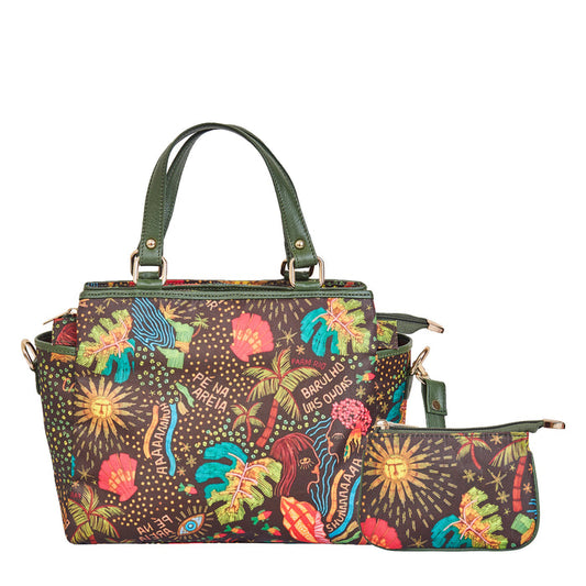 Women's green Satchel bag and coin pouches combo for travel and gift