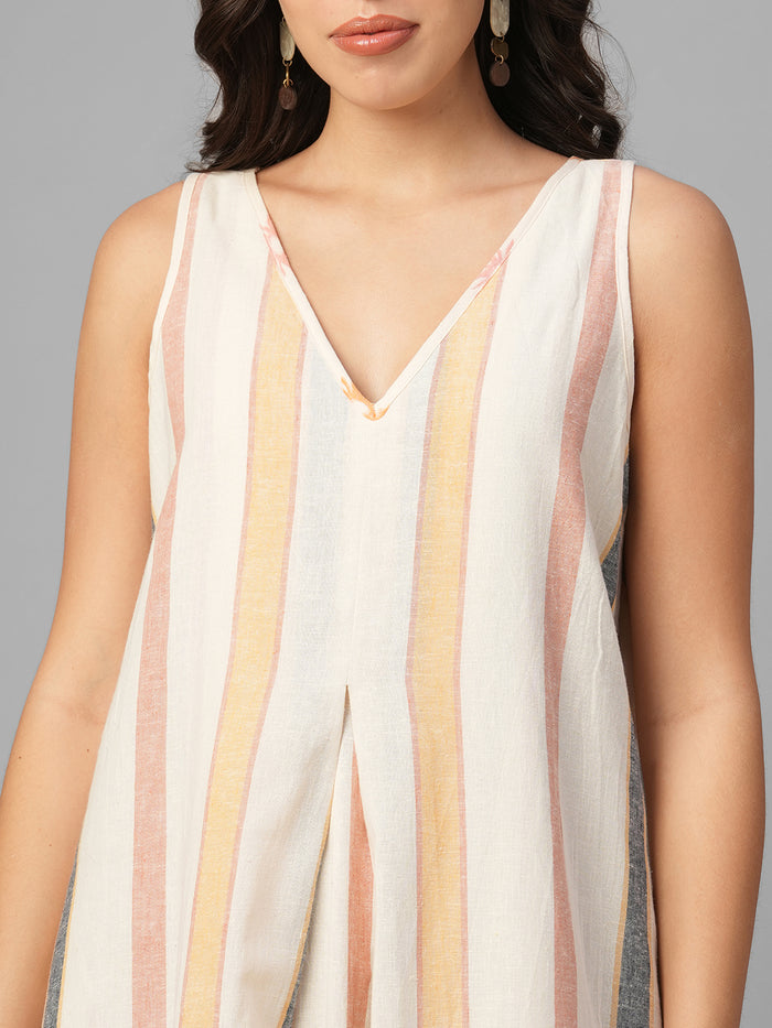 Women's Natural Linen Cotton Regular Fit Dress