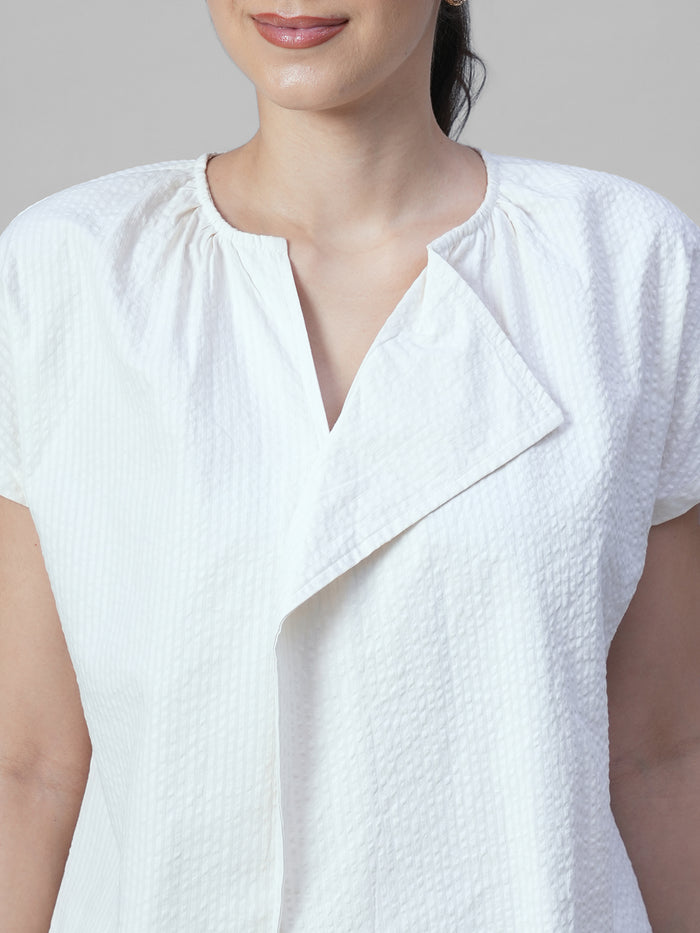 Women's Offwhite 100% Cotton Regular Fit Blouse