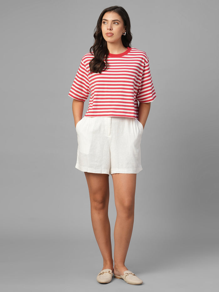 Women's Red 100% Organic Cotton Regular Fit Tshirt