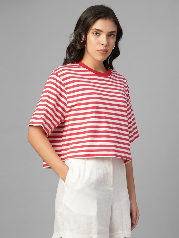 Women's Red 100% Organic Cotton Regular Fit Tshirt