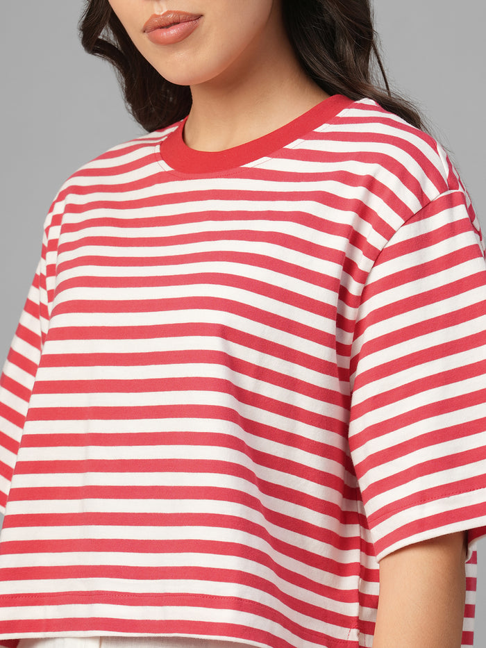 Women's Red 100% Organic Cotton Regular Fit Tshirt