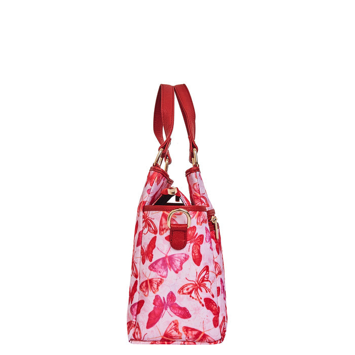 Women's butterfly top handle satchel crossbody bag for work, travel, and daily use-side view