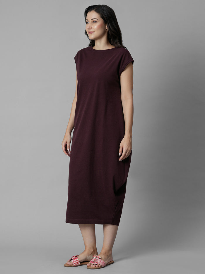 Women's Wine 100% Organic Cotton Regular Fit Knit Dress