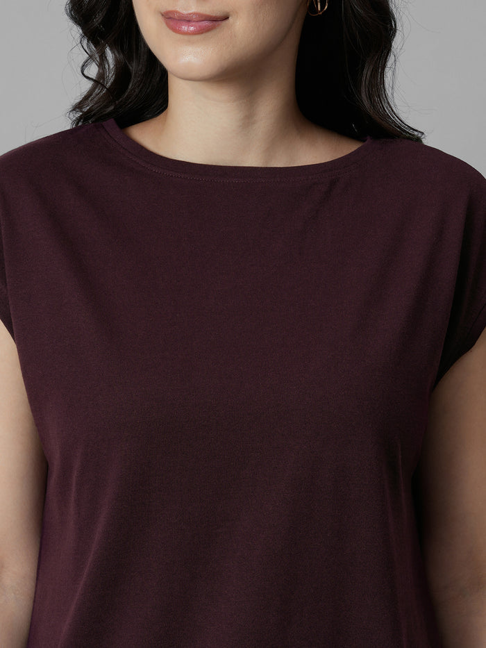 Women's Wine 100% Organic Cotton Regular Fit Knit Dress