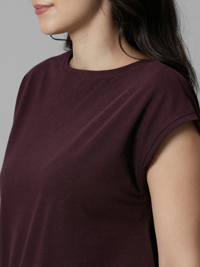 Women's Wine 100% Organic Cotton Regular Fit Knit Dress